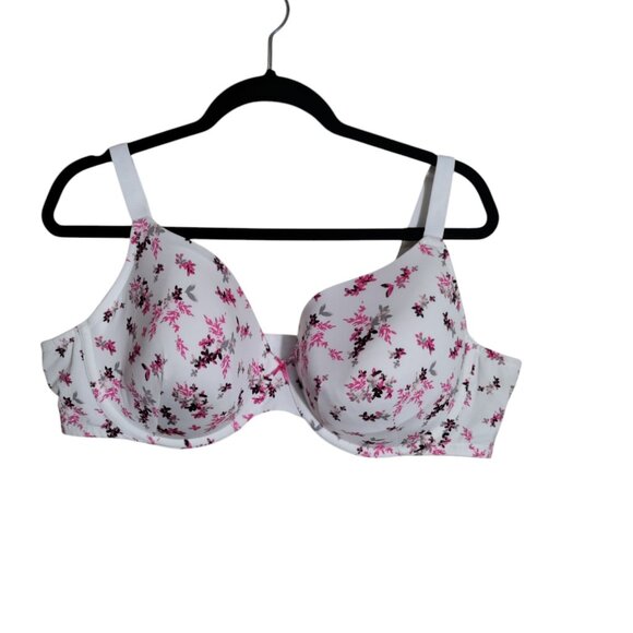 Cacique White Floral Lightly Line T-shirt Bra Size 46C - Picture 1 of 7
